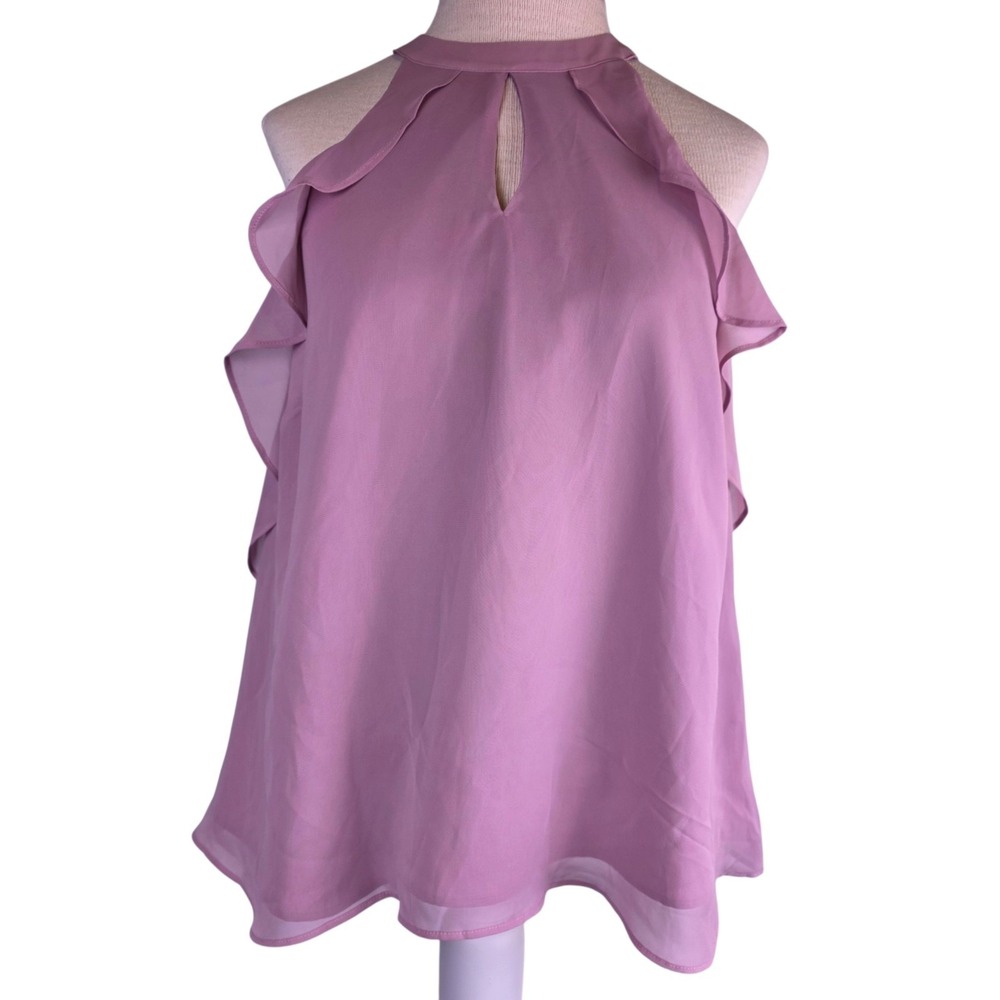 LC Lauren Conrad Runway Collection Faint Mauve Ruffle Halter Top S Ruffle NWT - Picture 2 of 9